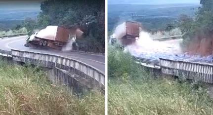 Motorista que caiu no Portão do Inferno é socorrido com vida; veja vídeo