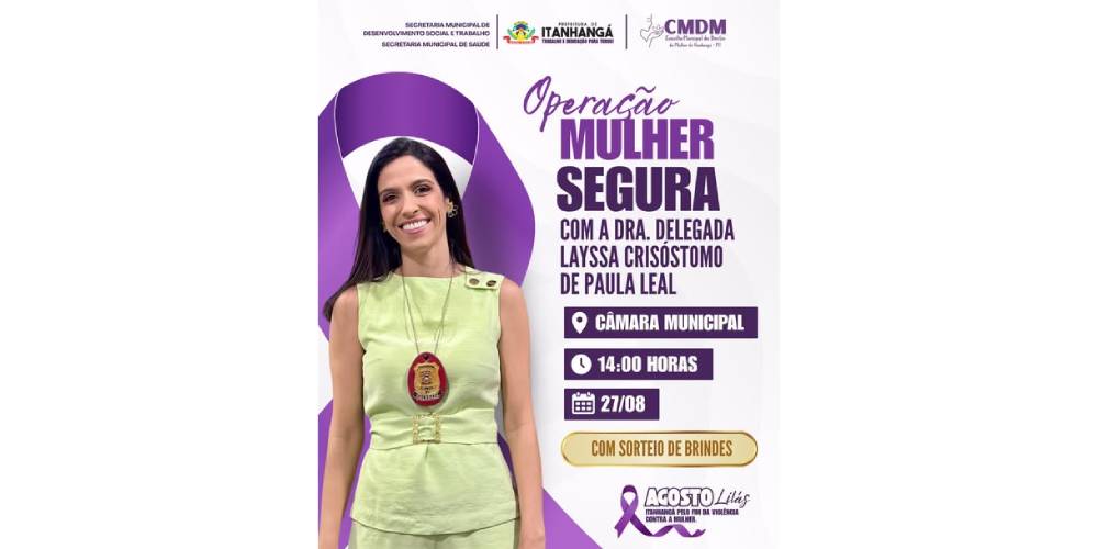 Itanhangá: Palestra ministrada pela Dra. Layssa e caminhada encerram campanha Agosto Lilás