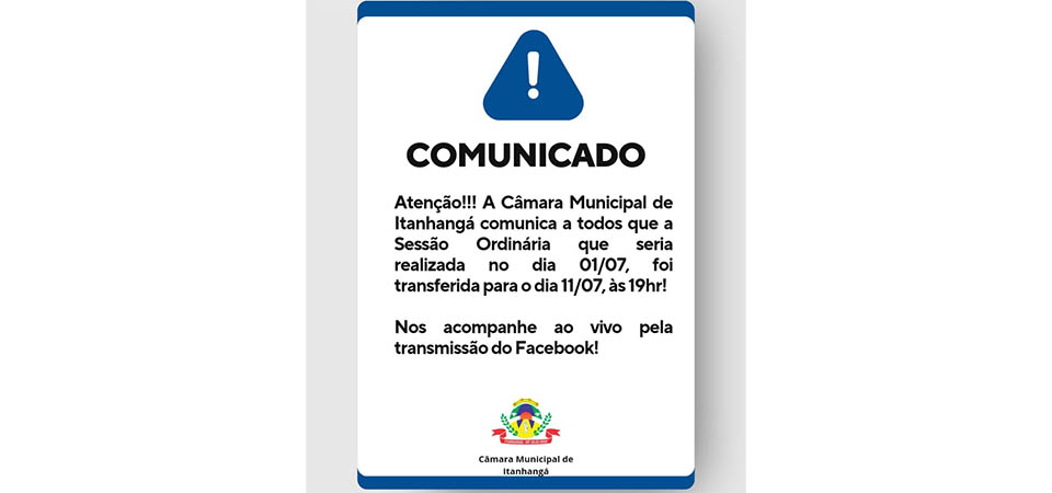 Itanhangá: Com agenda extensa em Cuiabá, Câmara de Vereadores adia sessão ordinária