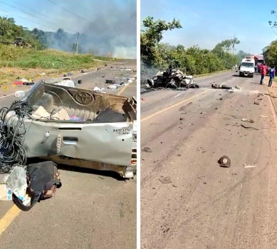 Quatro morrem carbonizados e um fica ferido em acidente na BR-364